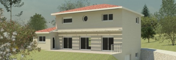 plan 3D maison ossature bois